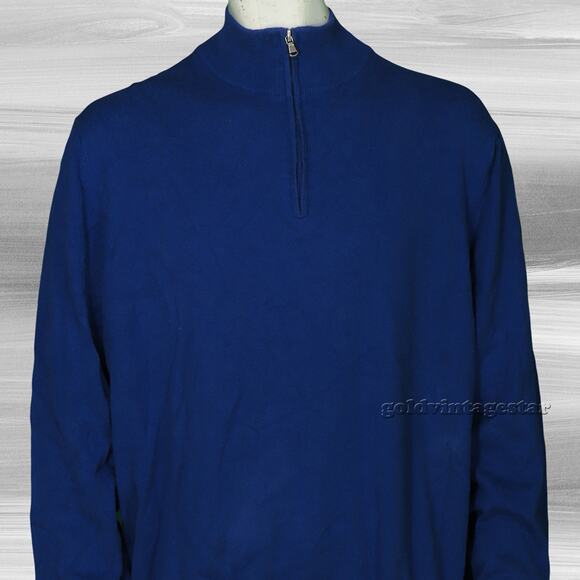 Alan Flusser Marine Blue Cashmere Pullover Sweaterlist on - Picture 1 of 9